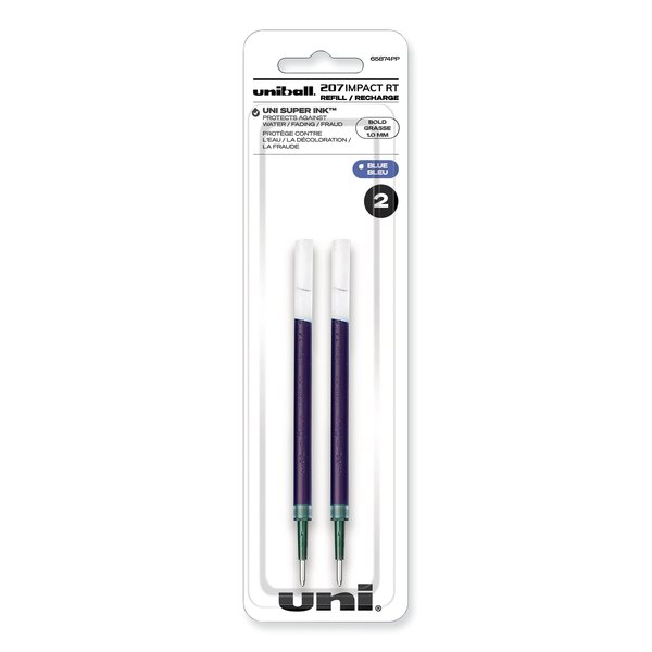 Uni-Ball Refill for uni-ball Gel 207 IMPACT RT RB Pen, Bold Pt, Blue Ink, PK2 65874PP